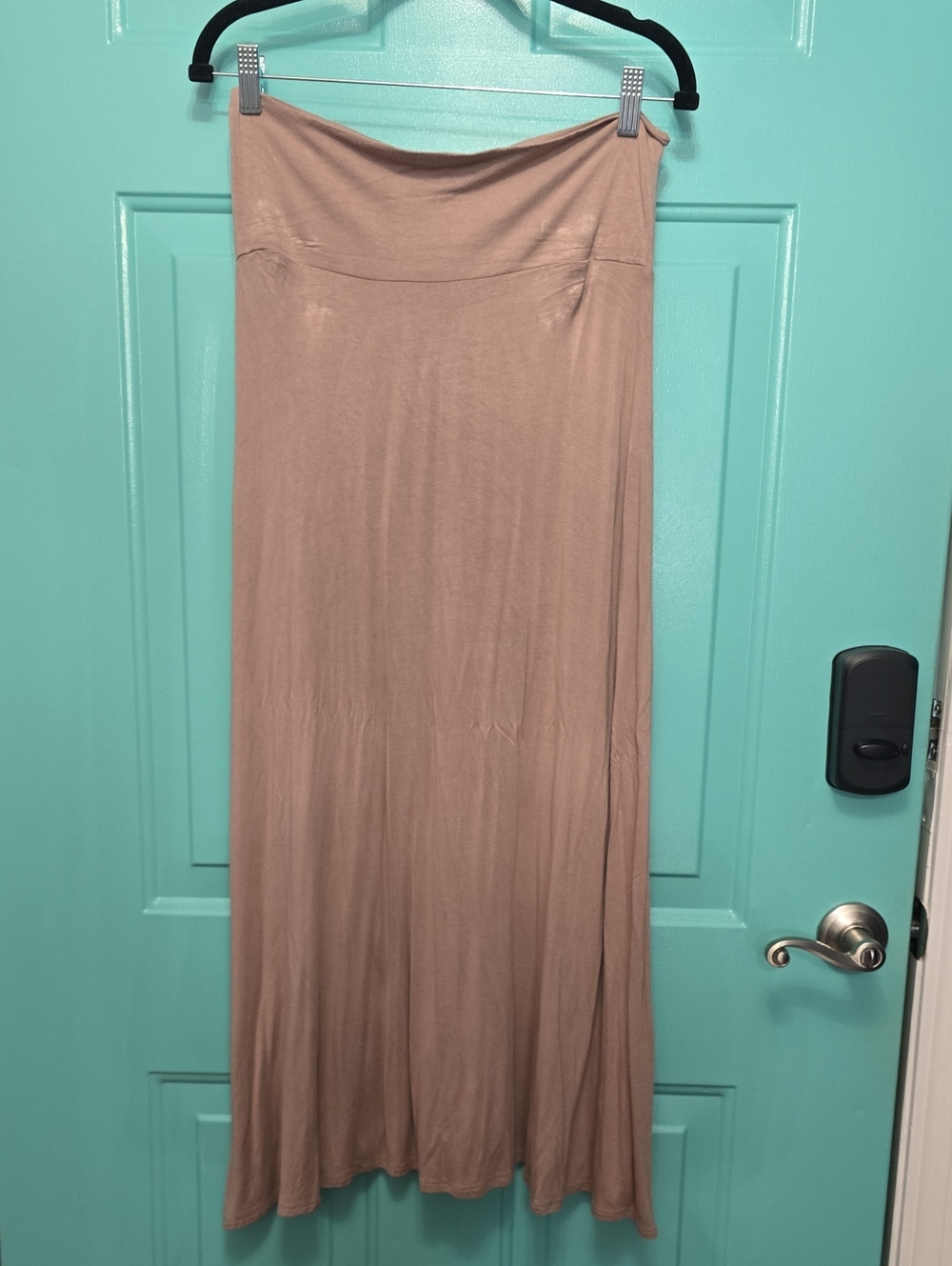 Women’s Khaki /taupe Maxi Skirt - Fold-Over Waist